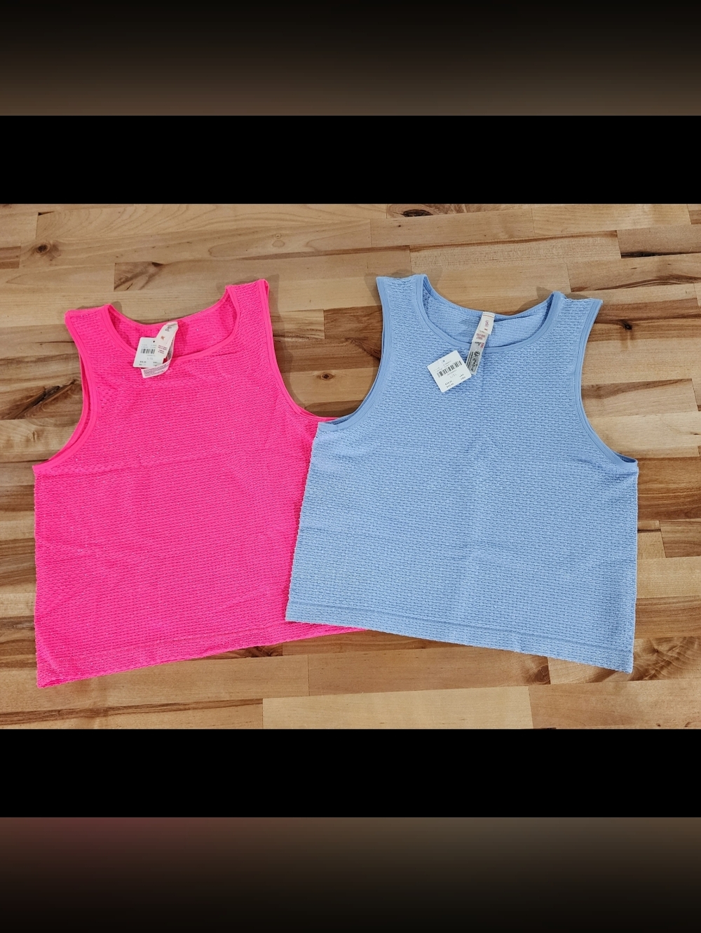 Anthropologie LyreBird Open-Stitch Shimmer Tank Size L/XL Lot of 2 Pink Blue NWT